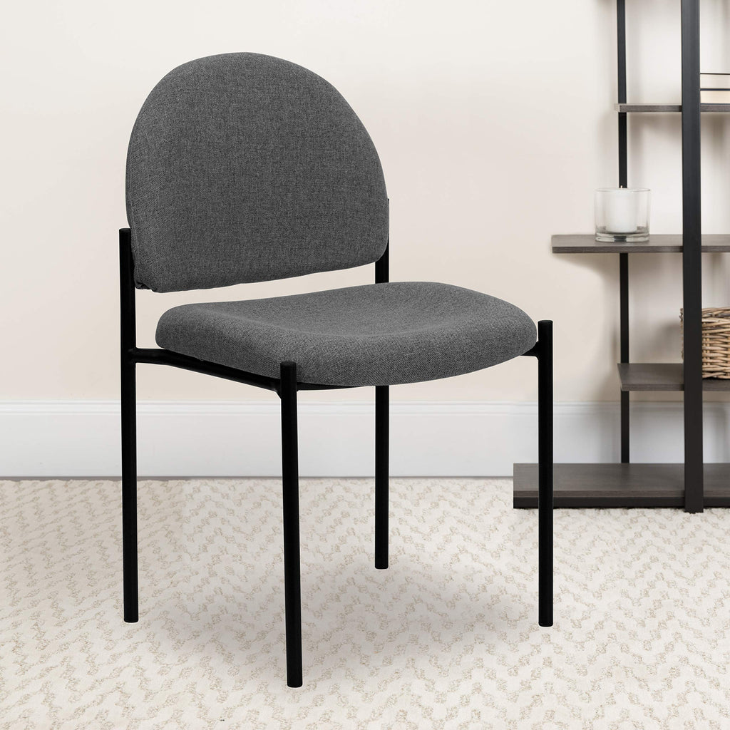Flash Furniture Tania Comfort Gray Fabric Stackable Steel Side Reception Chair, Set of 1