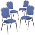 Flash Furniture Hercules Crown Back Stackable Banquet Chair, Silver, 4-pack, Set of 4, Blue Fabric/silver Frame