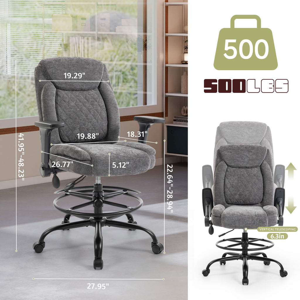 Drafting Chair,executive Tall Office Chair Flip-up Armrests for Counter Height Desk Drawing Use,high Task Chair with Adjustable Foot Ring