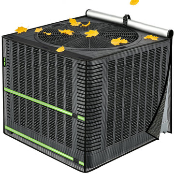 2 in 1 Full Mesh Air Conditioner Cover with Roll-Up Waterproof Top-Heavy Duty 420D Oxford, Breathable Outdoor AC Unit Defender for All Season, Anti-UV, Windproof, Easy Install, 30"W x 30"D x 32"H