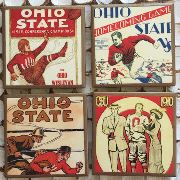 Ohio State Vintage Program Cover Coasters with Gold Trim