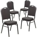 Flash Furniture Hercules Crown Back Stackable Banquet Chair, Silver, 4-pack, Set of 4, Gray Fabric/silver Vein Frame