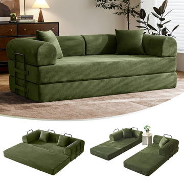 SAVENICA 79" Convertible Futon Sofa Bed, Boneless Couch for Living Room