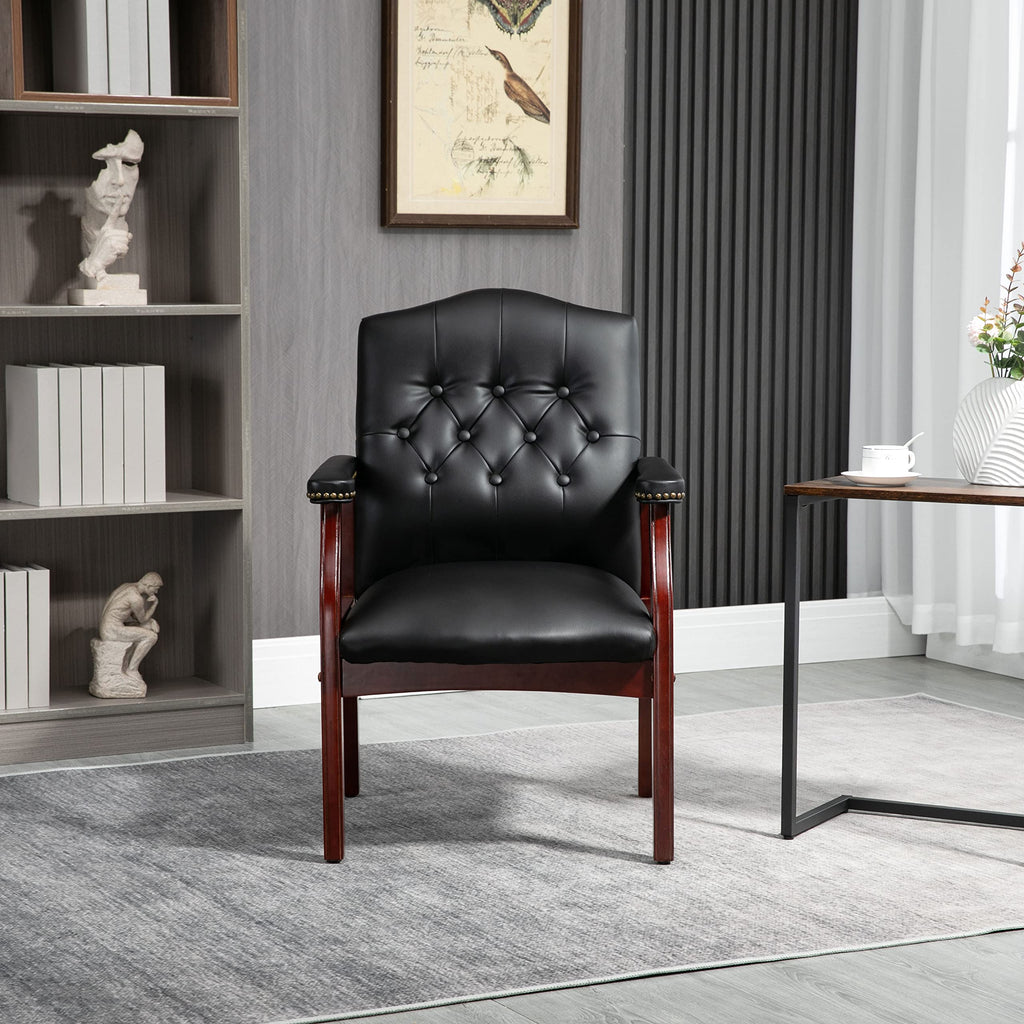 Black Leather Office Chairs Set of 2 -ergonomic Executive Guest Chairs for Reception, Multi-scene Use (waiting Room, Meeting, Conference,