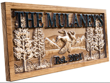 Personalized Wood Cabin Name Sign Duck Hunter Gift Lake House Decor