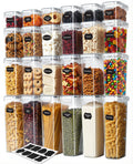 KICHLY Plastic Airtight Food Storage Containers Sets with Lids – 24 Pack BPA-Free Kitchen Pantry Organizers and Storage for Cereal, Flour, Sugar & Dry Food (Clear)