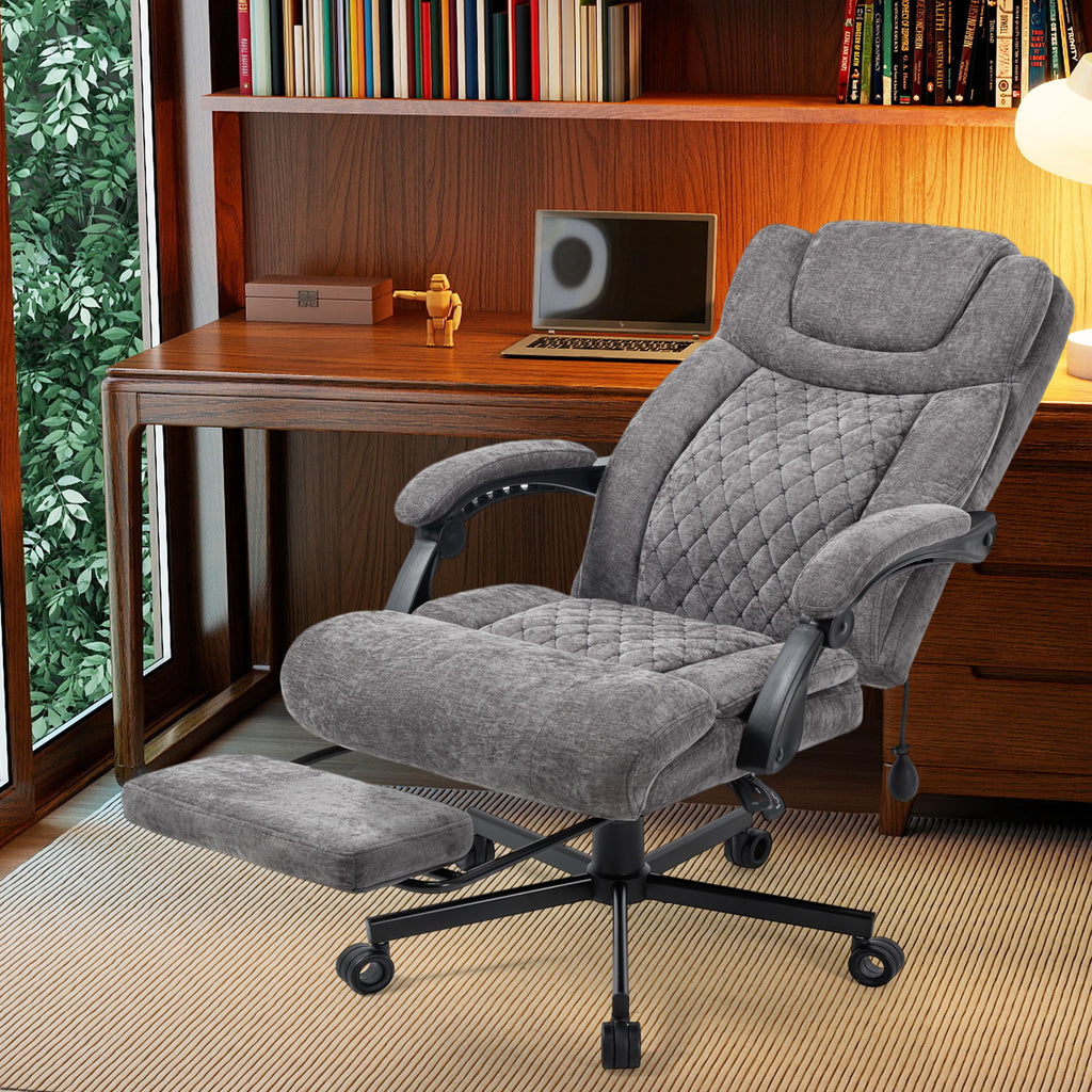 Massage Office Chair, 500lbs Ergonomic Rocking Executive Desk Chairs with 4 Points Vibration&heat,padded Flip-up Armrests for Big and Tall