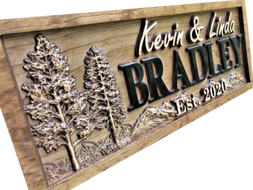 Custom Cabin Mountain Decor, Personalized Wood Last Name Sign, Wedding Gift