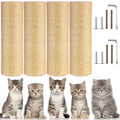 4 Pcs M8 Cat Scratching Post Replacement 11.8x3.5'' Sisal Pole Cat Tree Climbing Post Replacement with Screw, Refill Scratcher Pole for Indoor Kitten Tree Tower Spare Pet(Primary Color)