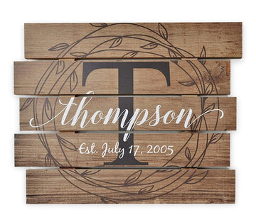 Personalized Family Name Sign 15x18 – Custom Rustic Pallet Monogram