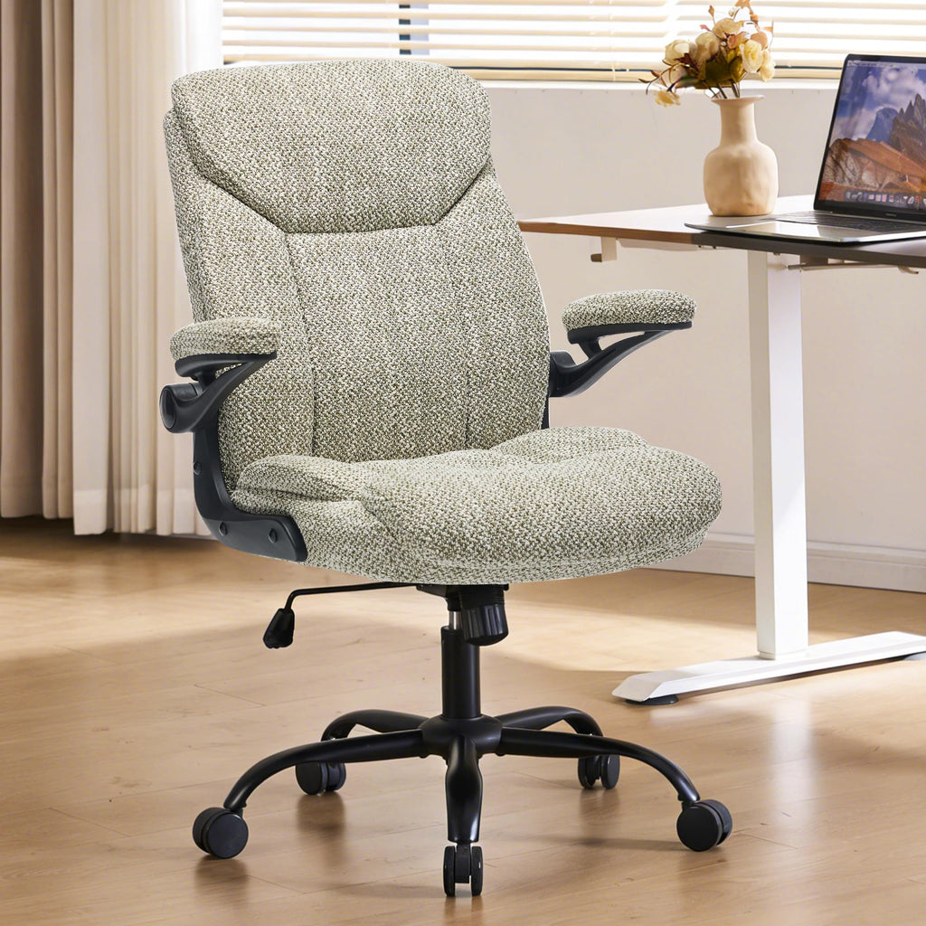 Fmolat Ergonomic Home Office Chair Fabric Comfy Computer Chair, Mint Green, 19.7"W x 19.5"D x 39"-42"H