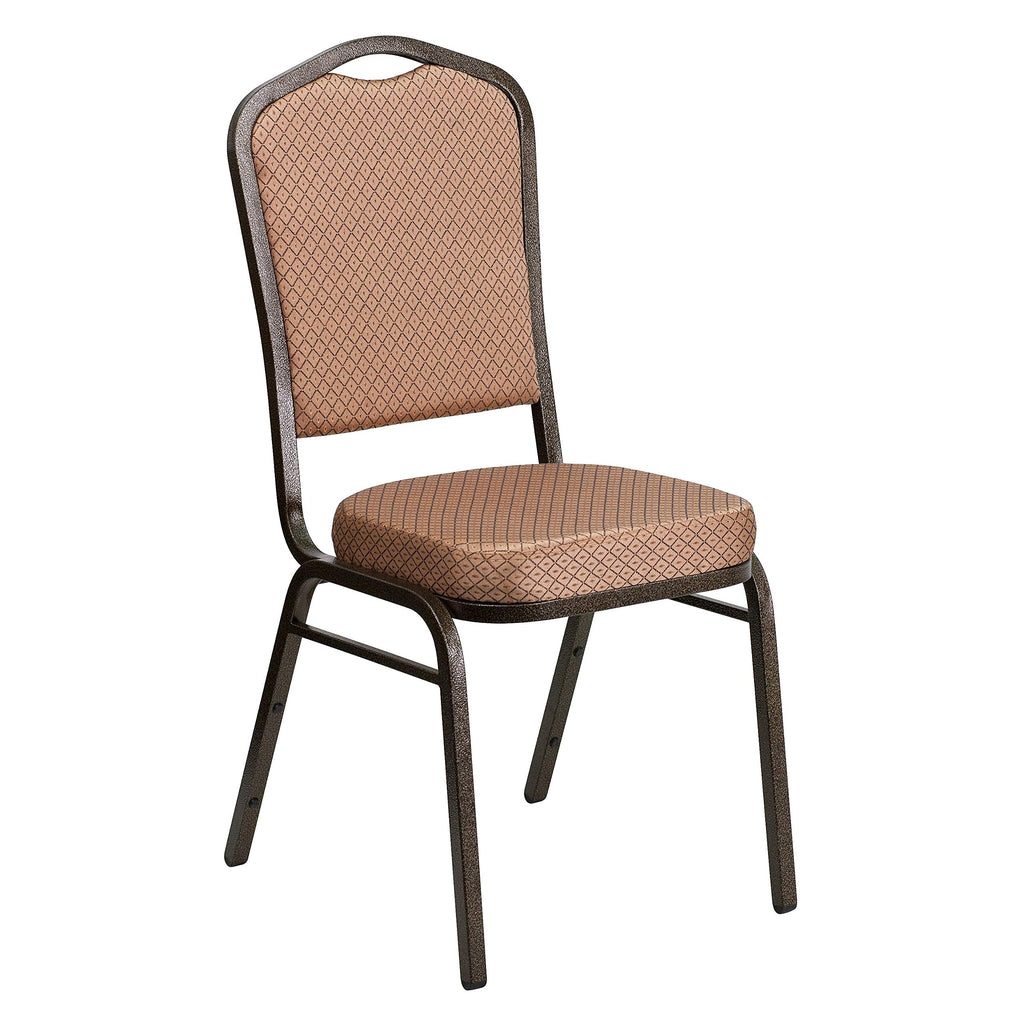 Flash Furniture Hercules Fabric Crown Back Stackable Banquet Chair, Gold, Set of 1, Gold Diamond Patterned Fabric/gold Vein Frame