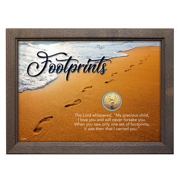 Footprints Coin Frame | Genuine Angel Coin | 5x7 Tabletop Decor | Certificate of Authenticity – American Coin Treasures