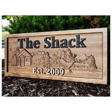 Custom Wood Cabin Sign | Personalized Name Sign | Rustic Deer Decor