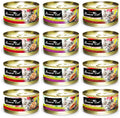 Fussie Cat Premium Grain Free Canned Cat Food 3 Flavor Variety: (4) Tuna with Chicken, (4) Tuna with Salmon and (4) Ocean Fish, 2.82 Oz Each (12 Cans Total)
