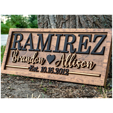 Personalized Wedding Last Name Established Wooden Sign | Engagement Gift